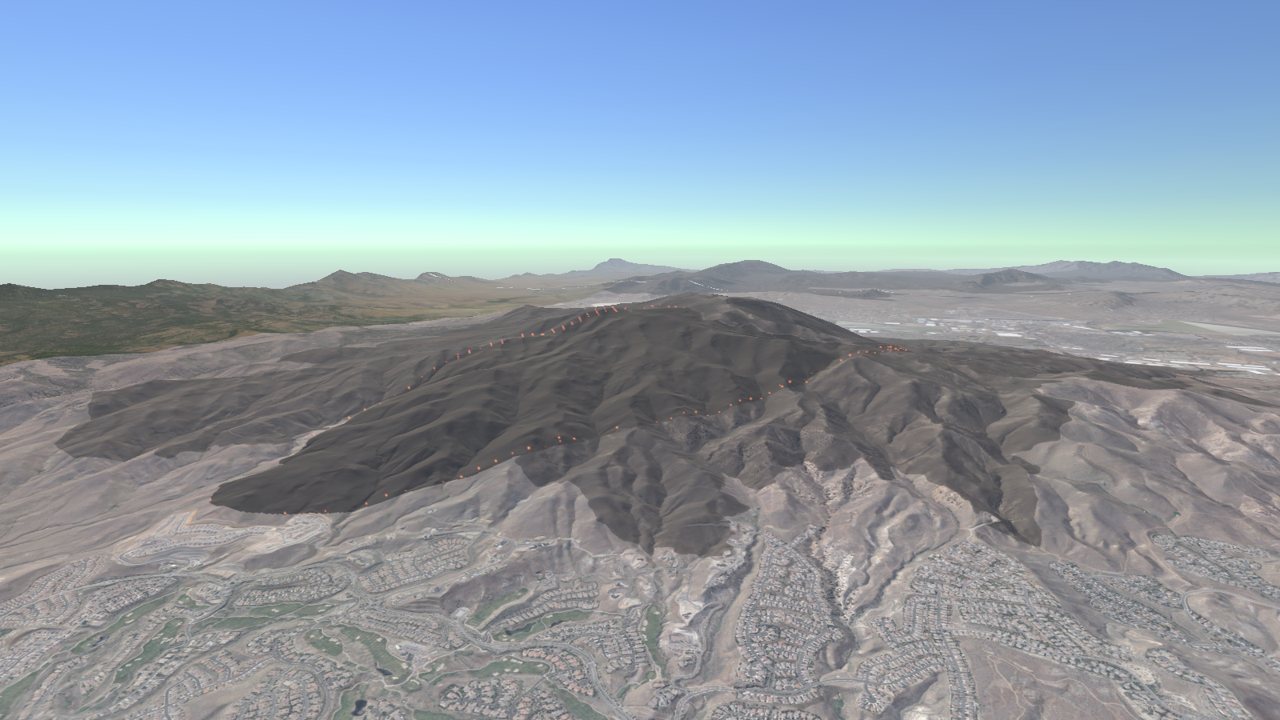The simulated Hawk Fire spreading across Peavine