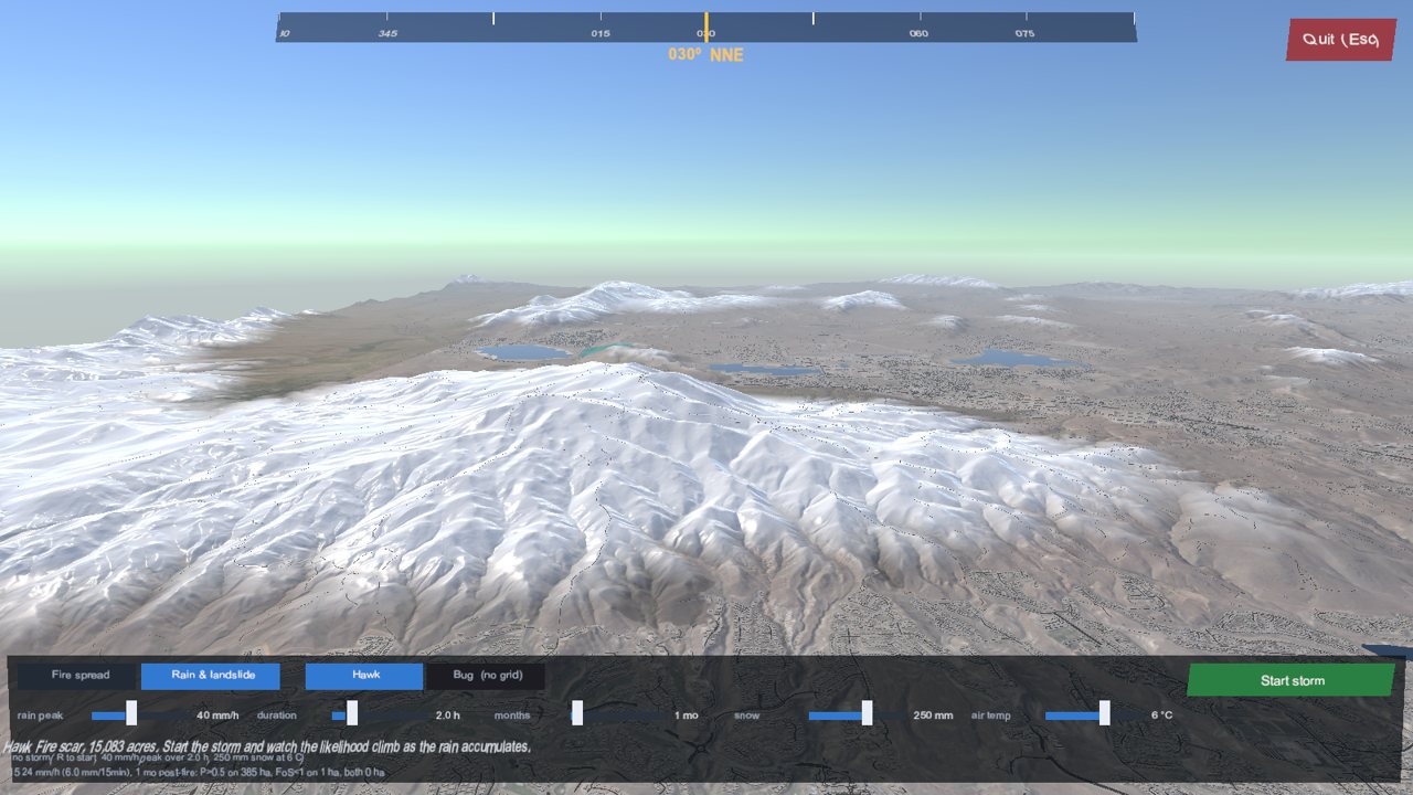 Snow on the Carson Range painted from the snowpack model