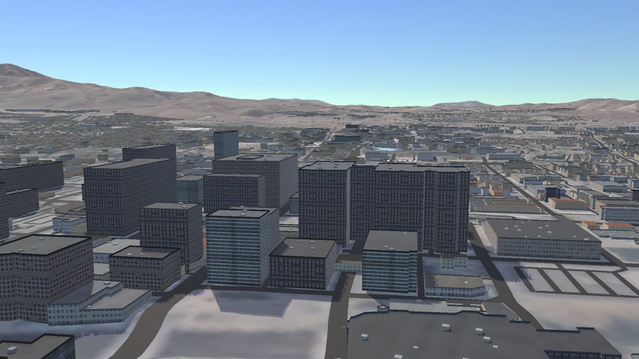 Downtown towers with photographic facades