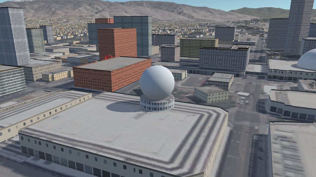 The National Bowling Stadium's ball on its roof
